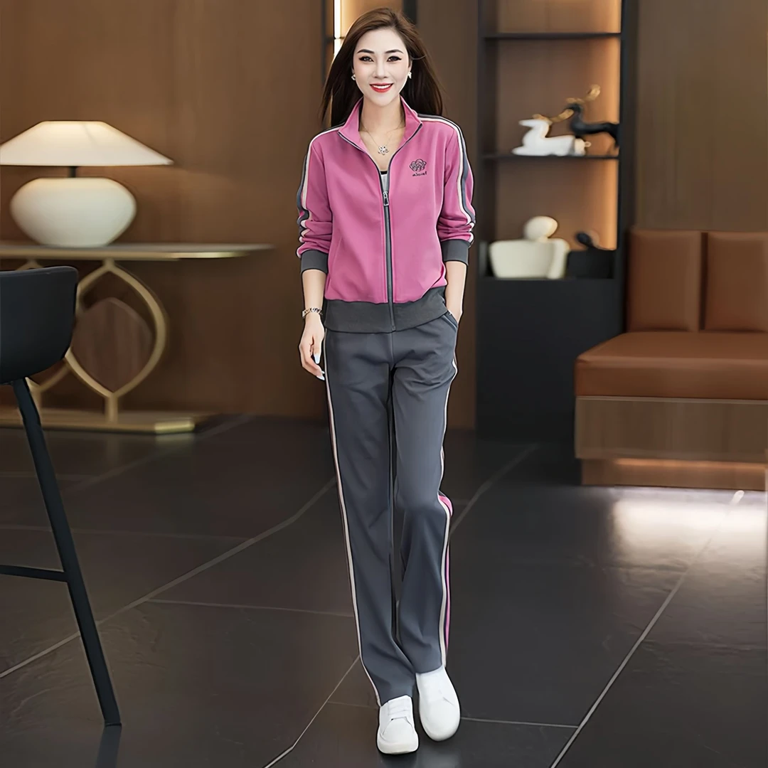 女款气质服装气质两件套女2025新款爆款洋气外套长裤运动休闲套装