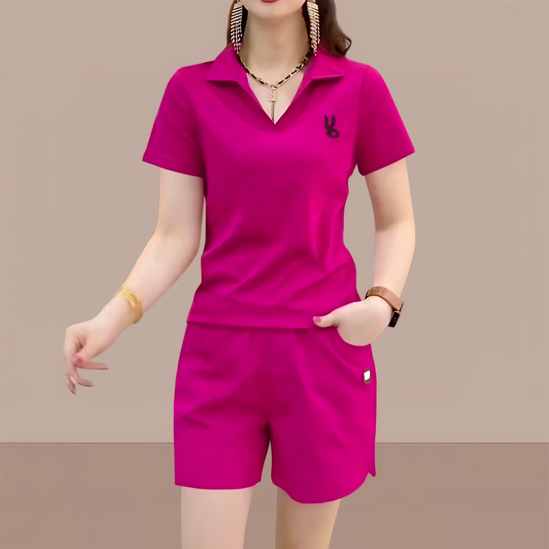 夏季新款短裤套装2025爆款夏装网红款高端洋气休闲大码胖MM运动服