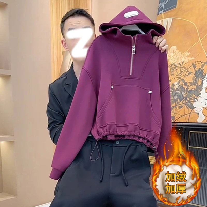 秋冬加绒加厚卫衣爆款2025新款女士时尚百搭服装宽松洋气紫色上衣