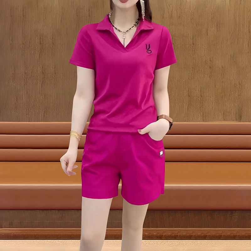 夏季女装宽松运动服2024新款爆款流行减龄胖mm短袖短裤跑步套装女