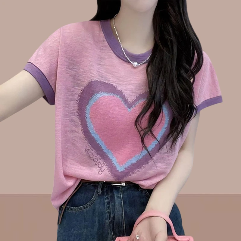 纯棉宽松女t恤短袖高档辣妹上衣2024夏季新款时髦个性潮流体恤衫