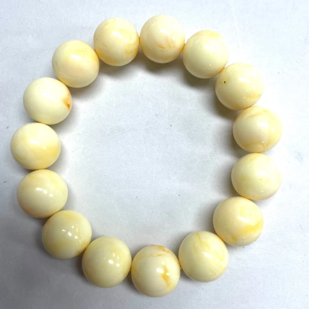 839号14mm白花蜡圆珠手串