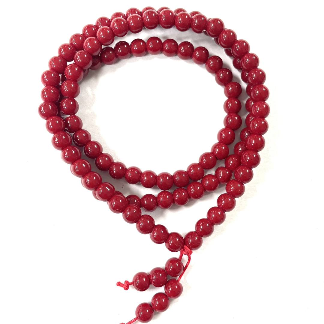 36号6mm牛红色项链