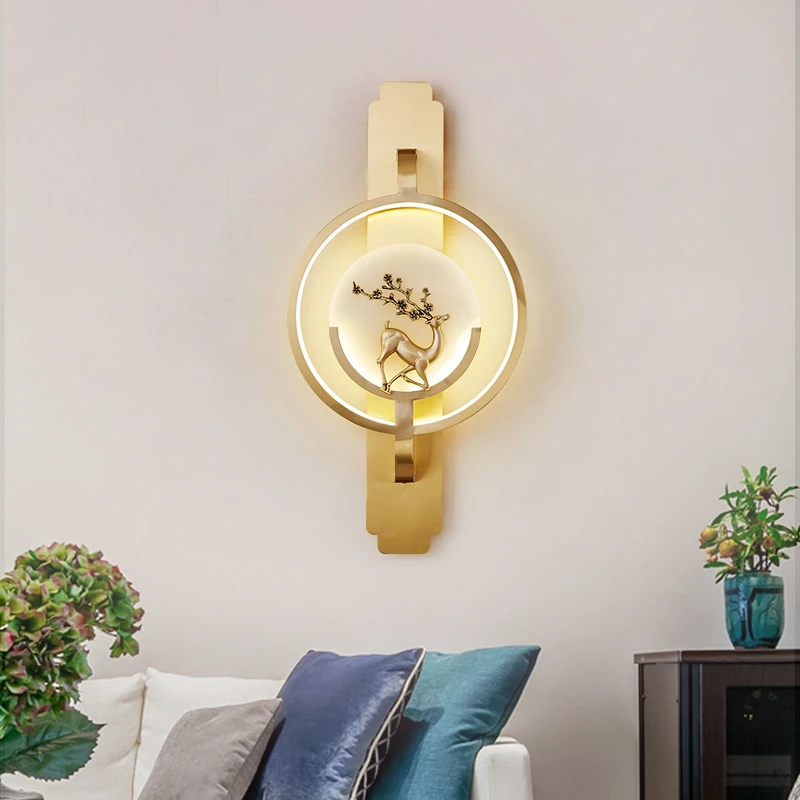 新中式全铜壁灯卧室书房客厅玄关壁灯床头灯床头壁灯墙壁灯墙灯
