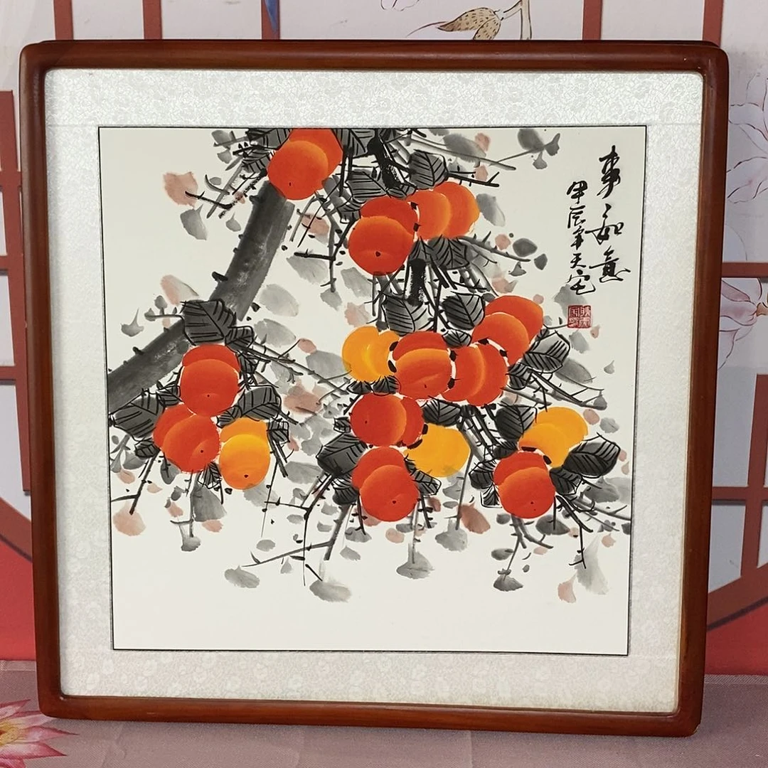 绘画拓*牛带框包邮手写手绘