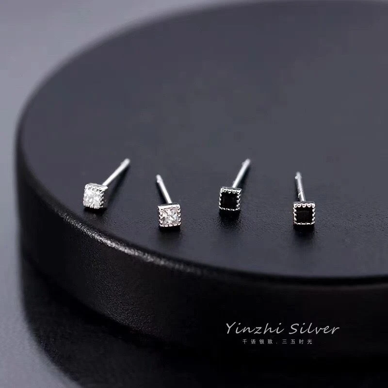 925银针锆石耳钉女小巧精致耳骨钉睡觉免摘养耳洞耳环2022年新款