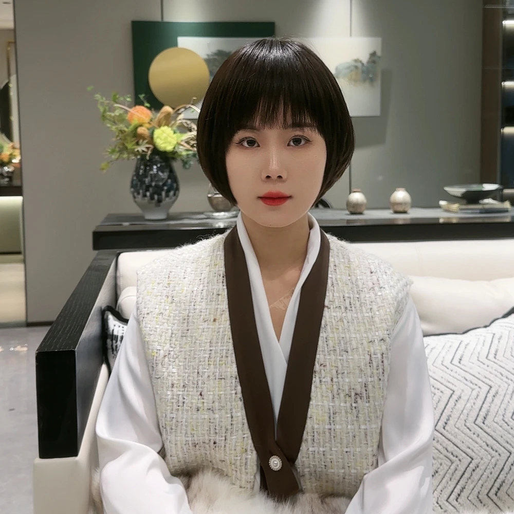 [高端定制款波波发]手工钩织固定真人发丝时尚减龄中年佩戴遮白发