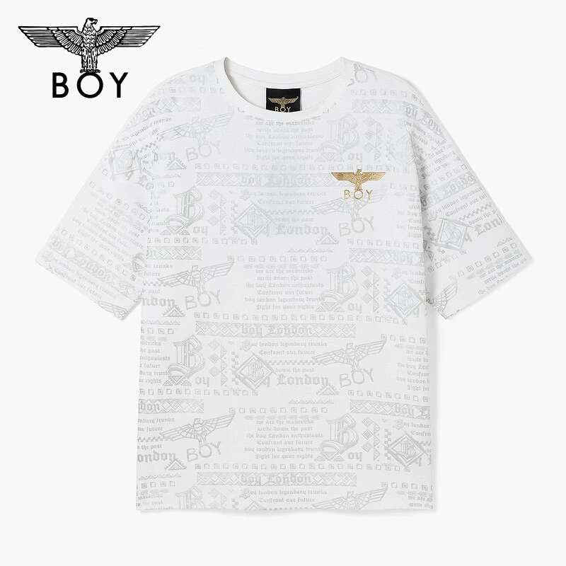BOY短袖男女同款春夏新款满印LOGO设计感休闲短T恤  N01047