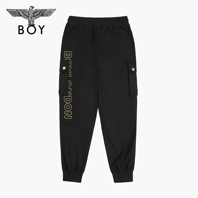 BOY LONDON潮牌梭织长裤男女同款秋冬立体贴袋黑色工装裤潮流百搭