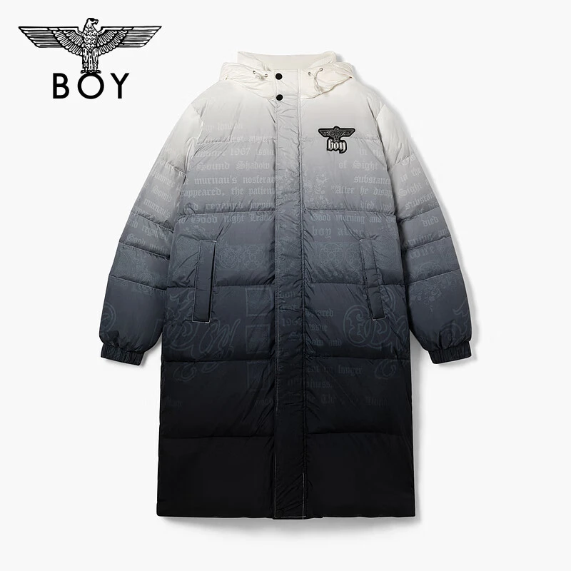 【林海雪原】BOYLONDON秋冬情侣款外套渐变满印长款羽绒服N26004