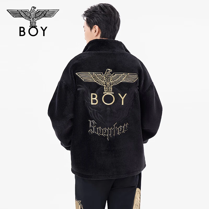 BOY24新品秋冬情侣款黑金绣花哥特朋克潮酷保暖外套 N23021
