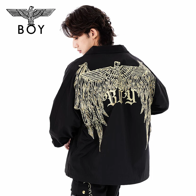 BOY潮牌外套情侣款秋冬季新款金色羽翼刺绣衬衫夹克 N23003