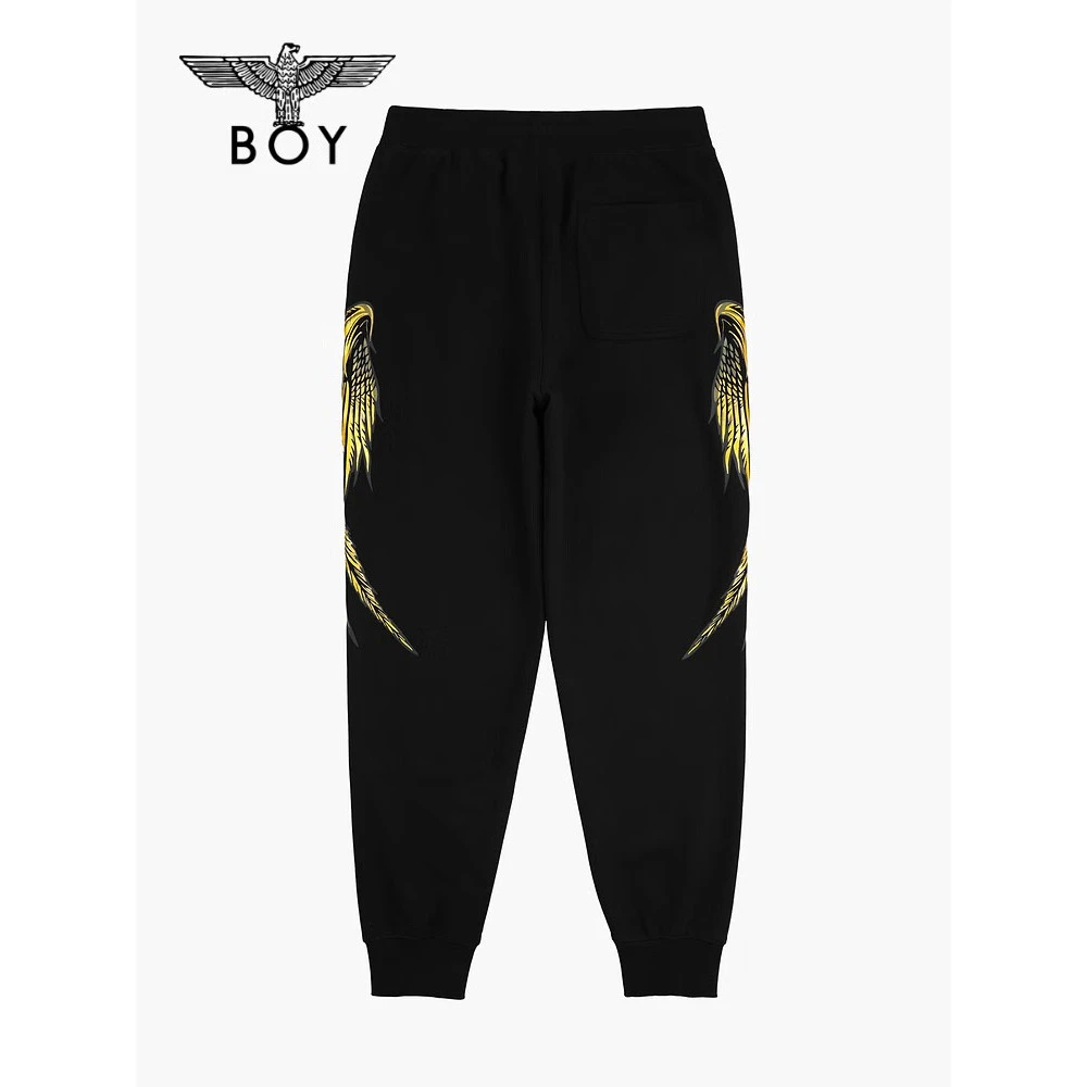 BOYLONDON 男女同款高级品牌设计感金色图案字母经典限定针织长裤