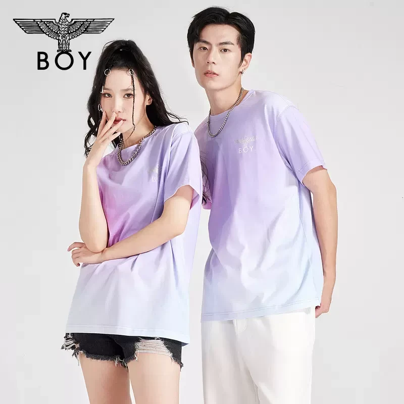 BOYLONDON男女同款新款时尚高级款百搭潮牌经典针织短袖T恤N01033