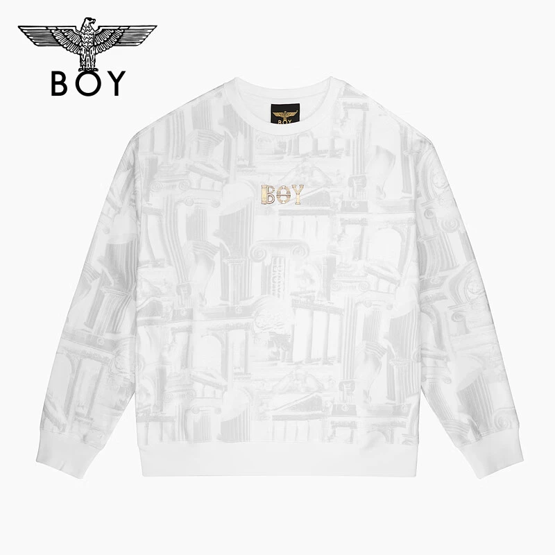 【零碎建筑】BOYLONDON 男女同款高级设计感烫金建筑圆领套头卫衣
