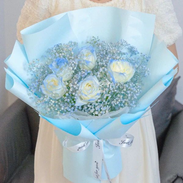 冬日小美好【5枝碎冰蓝】见面小花束送对象爱人闺蜜同学相亲节日纪念日活动出游生日祝福鲜花花束同城花店配送