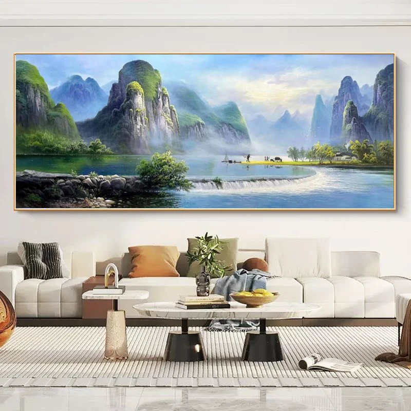 青绿聚宝盆墙壁挂画客厅装饰画现代简约沙发背墙餐厅办公室挂墙