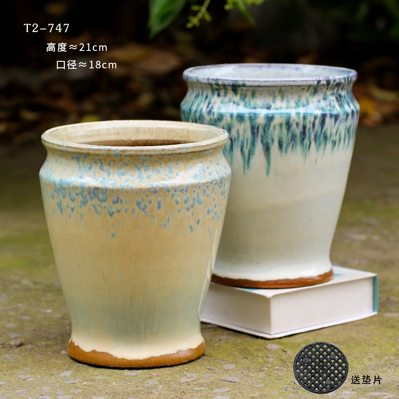 陶瓷大口径多肉花盆大号手工三角梅专用悬崖老桩家用高盆T2-747