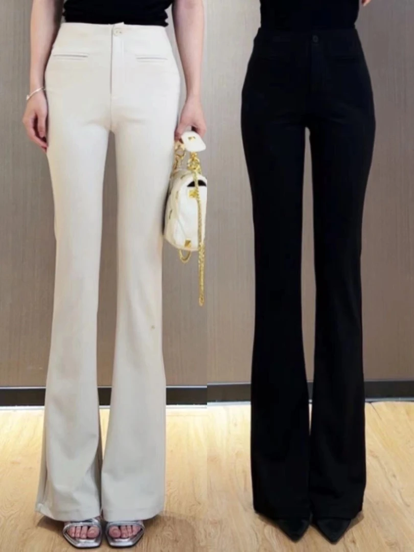 2906 马蹄西装裤女秋款高腰紧身提臀微喇裤垂坠感休闲女裤