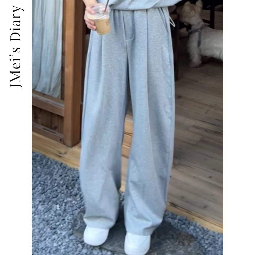 JMei's Diary夏季薄款格子拼接休闲裤时尚休闲宽松百搭情侣阔腿裤
