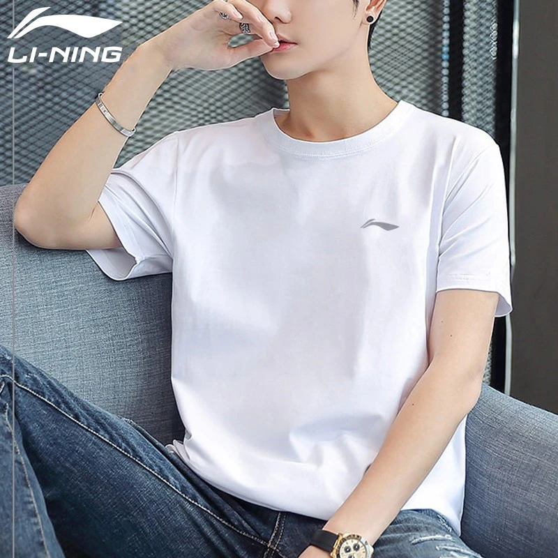 李宁短袖t恤速干男士衣服运动服饰夏季体恤男装上衣圆领纯色半袖