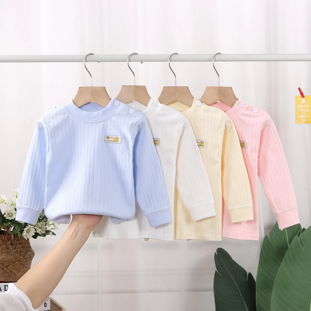 纯棉婴儿内衣夏季春秋秋衣单件套头秋款衣服男女新生宝宝长袖上衣