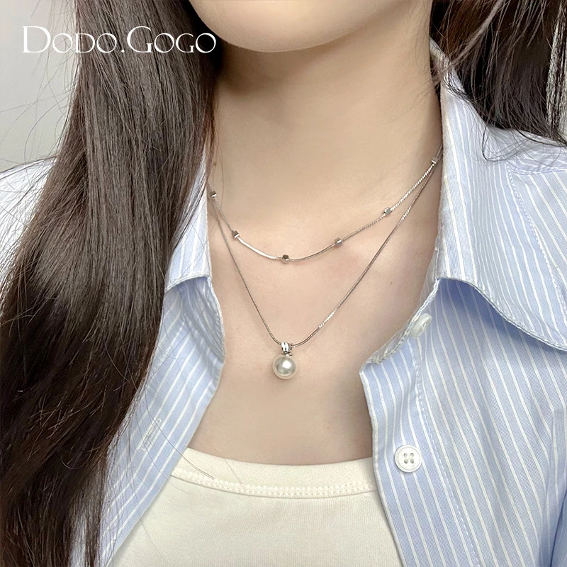 DODOGOGO 合金项链 气质轻奢时尚百搭小众简约叠戴素款个性项链女