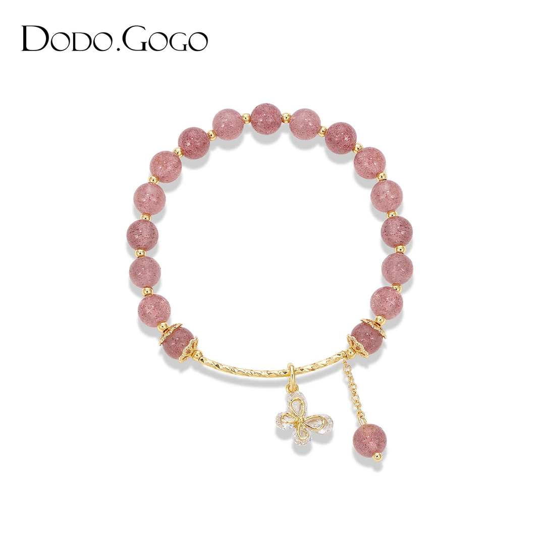 DODOGOGO 合金合成锆石手链 森系甜美少女粉手串简约仙女小清新