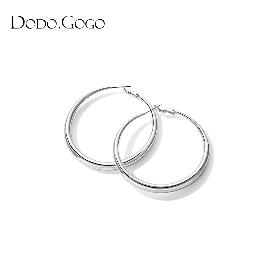 合金耳饰 复古大圆圈圈耳环冷淡风夸张个性渐变耳圈女光面耳圈