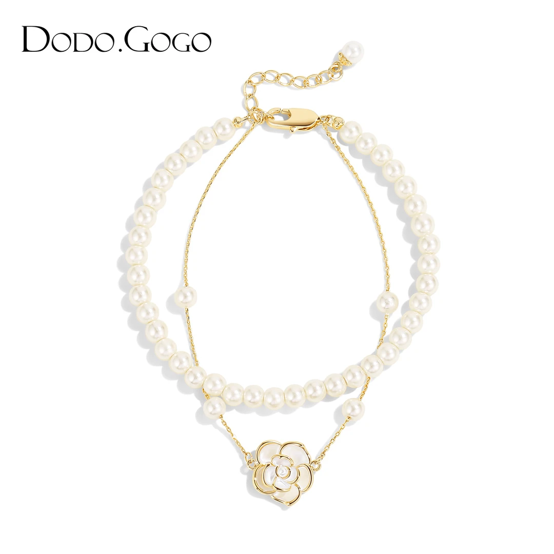 DODOGOGO 合金仿珍珠手链 气质白色轻奢时尚百搭小众简约叠戴