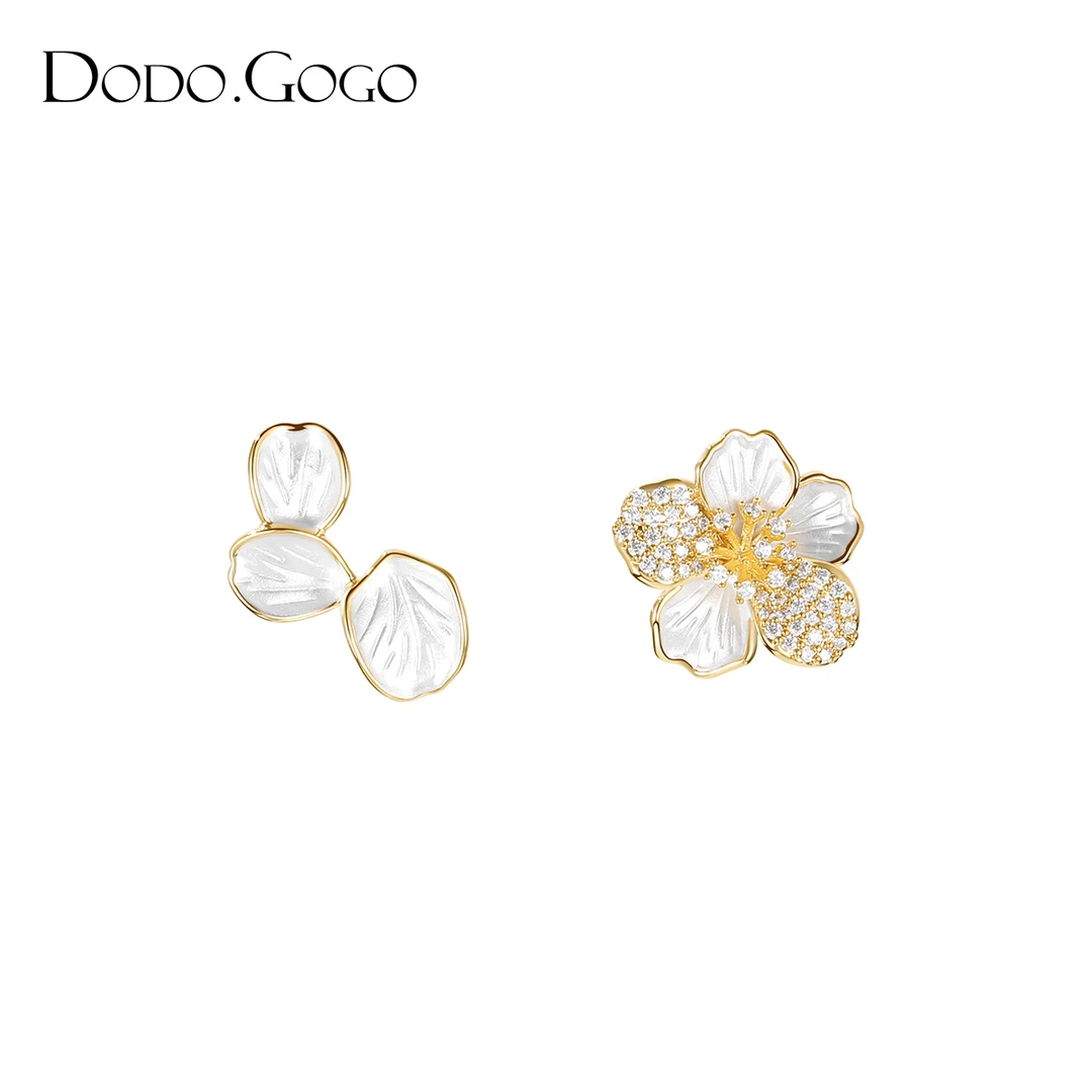 合金合成锆石耳饰 DODOGOGO不对称山茶花轻奢百搭小众耳钉