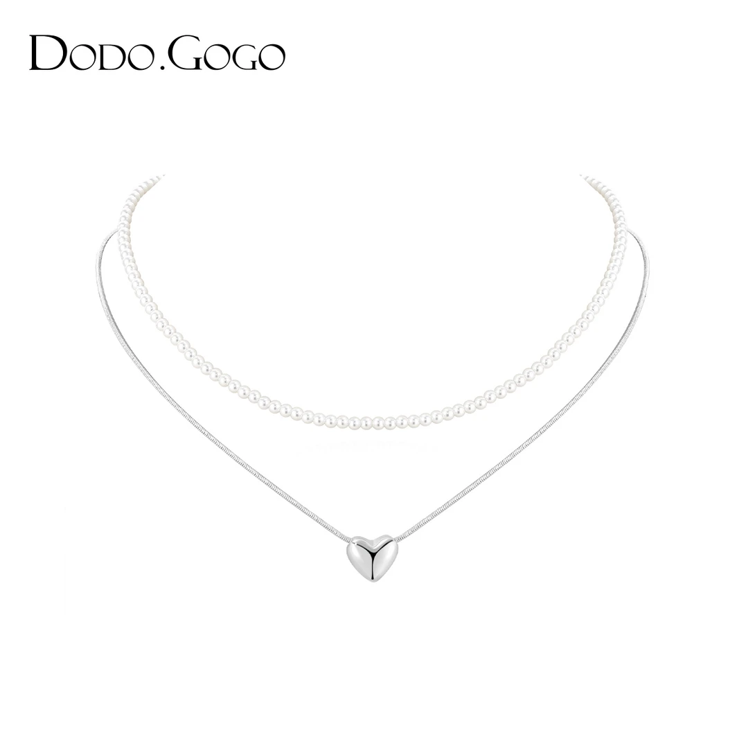 DODOGOGO 合金仿珍珠项链 简约叠戴气质百搭精致冷淡风轻奢颈链女