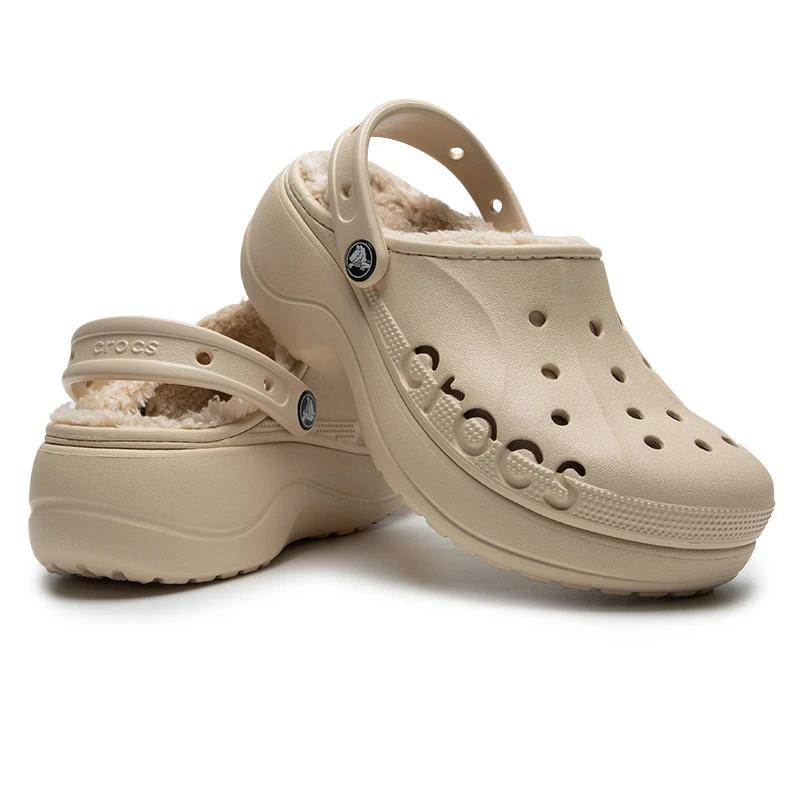 Crocs卡骆驰女款贝雅云彩暖棉洞洞鞋新款户外厚底包头拖鞋|208708