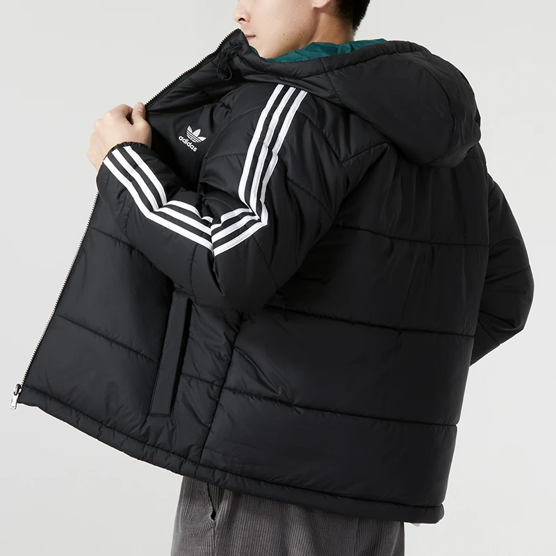 阿迪达斯三叶草男棉服2023冬新款运动服两面穿保暖连帽外套HZ0690