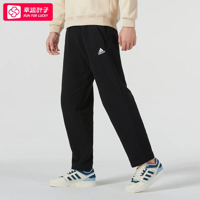 Adidas阿迪达斯男裤秋新款针织宽松运动裤直筒休闲长裤IC9425