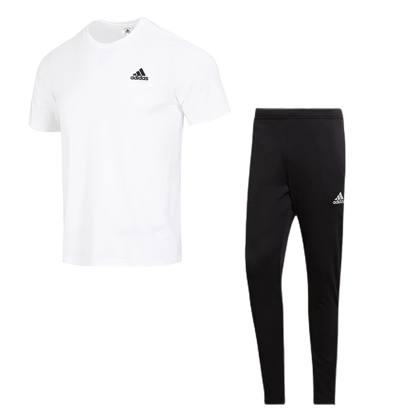 【优选】阿迪达斯男运动套装2024新款运动透气短袖长裤两件套IC9282