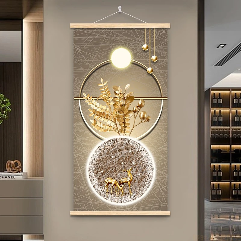 玄关装饰画现代简约入户客厅走廊壁画网红过道竖版餐厅墙上挂画布