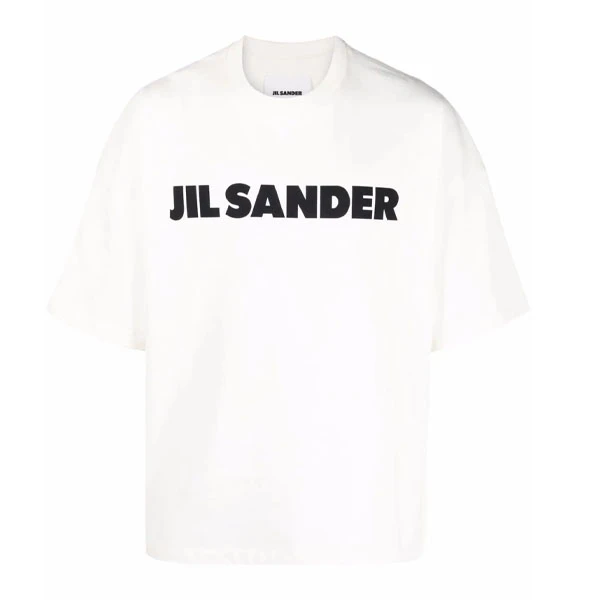 全新未使用  Jil sander 廓形字母LOGO圆领白色短袖 T恤 oversize