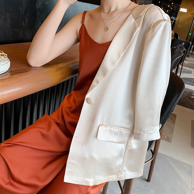 新款洋气春夏大码薄款醋酸小西装外套女胖mm200斤修身职业西服