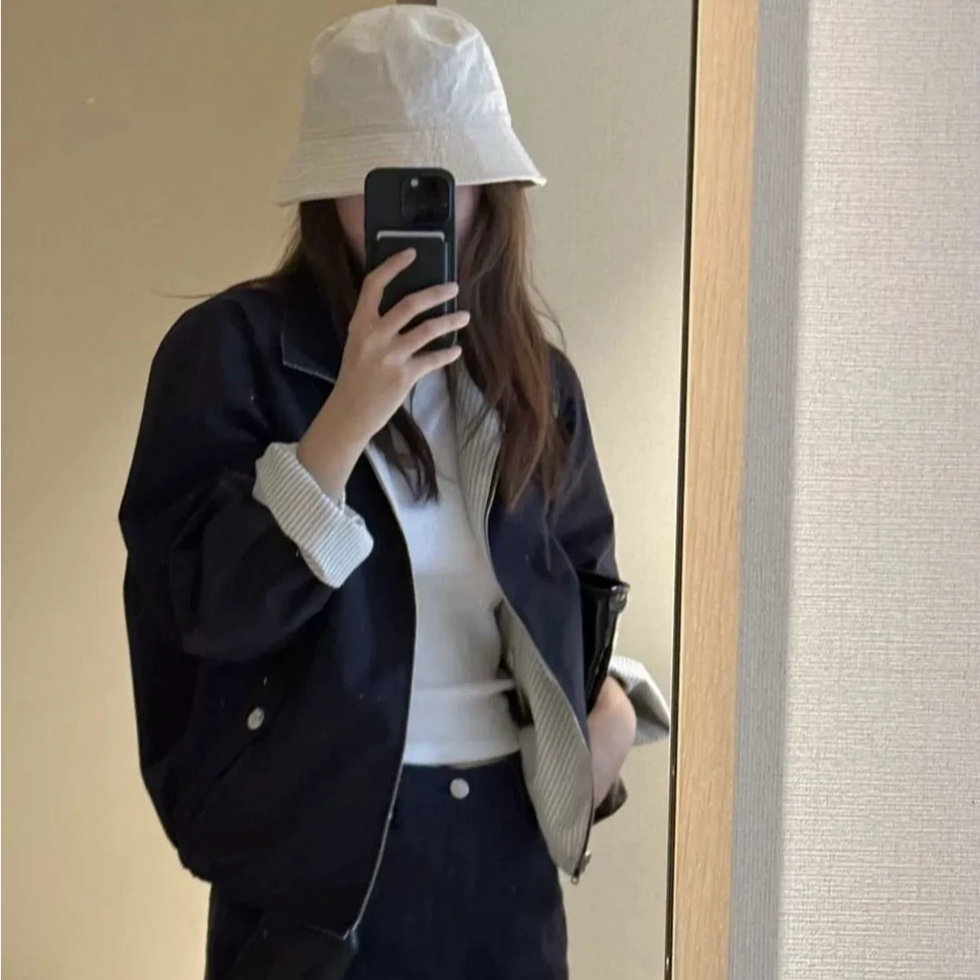 【两面穿】NO退NO换女士休闲百搭两面穿翻领拉链开衫外套G279-24175