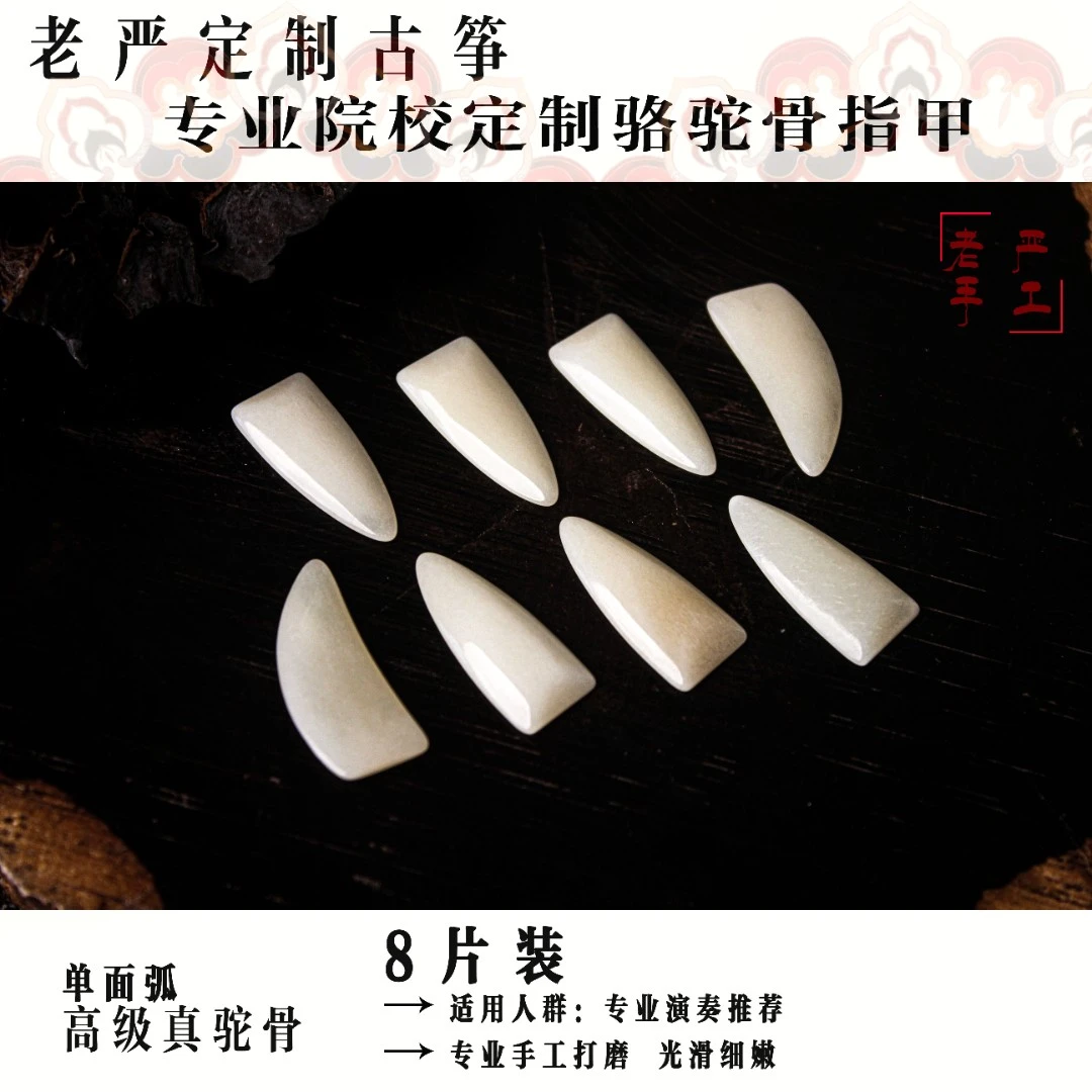 老严推荐院校骆驼骨古筝指甲成人儿童专业演奏级单面弧指甲片义甲