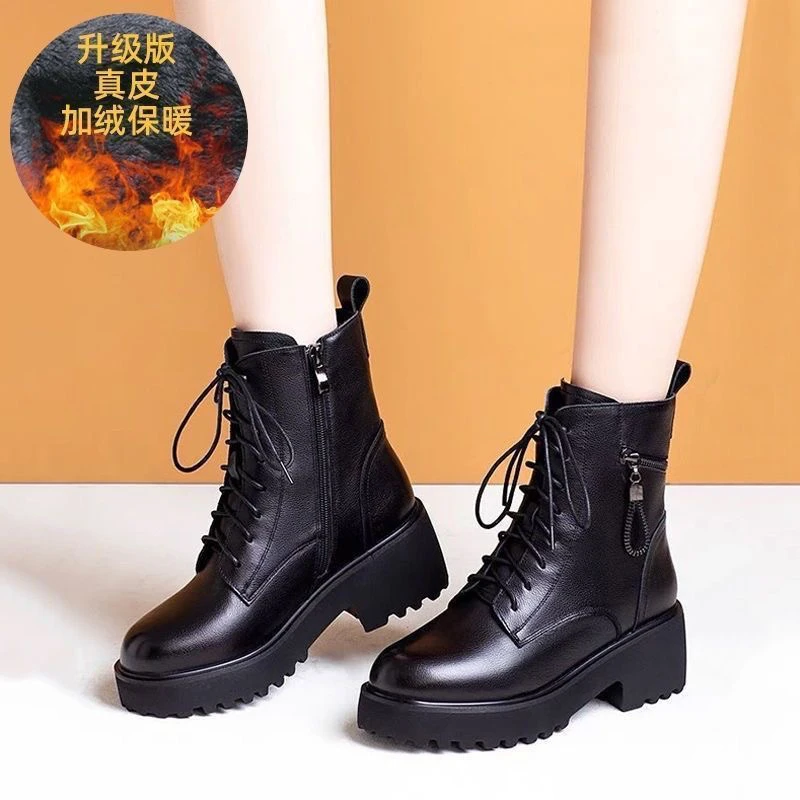 【反季请库存】2024新款马丁靴软底厚底防滑保暖百搭妈妈棉靴