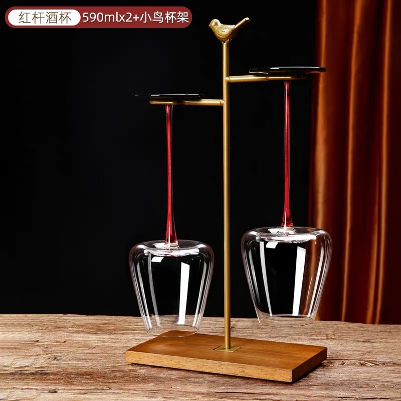 黑领结水晶红酒杯勃艮第家用套装红杆红色高教轻奢华高级感档