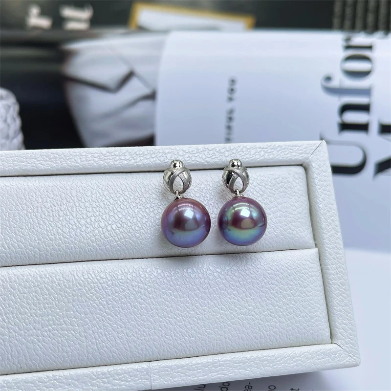 18k紫色爱迪生珍珠耳环