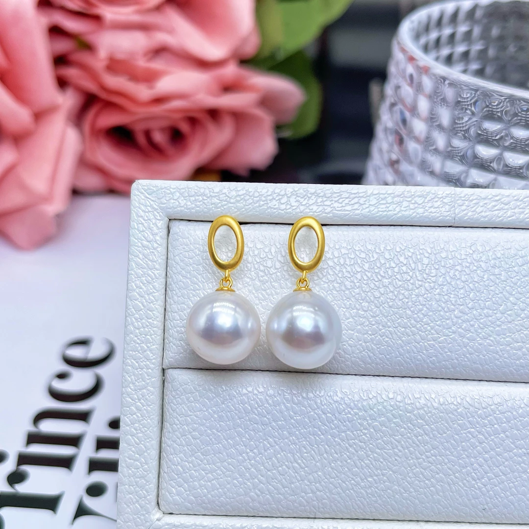 18k金爱迪生珍珠耳环10-11mm