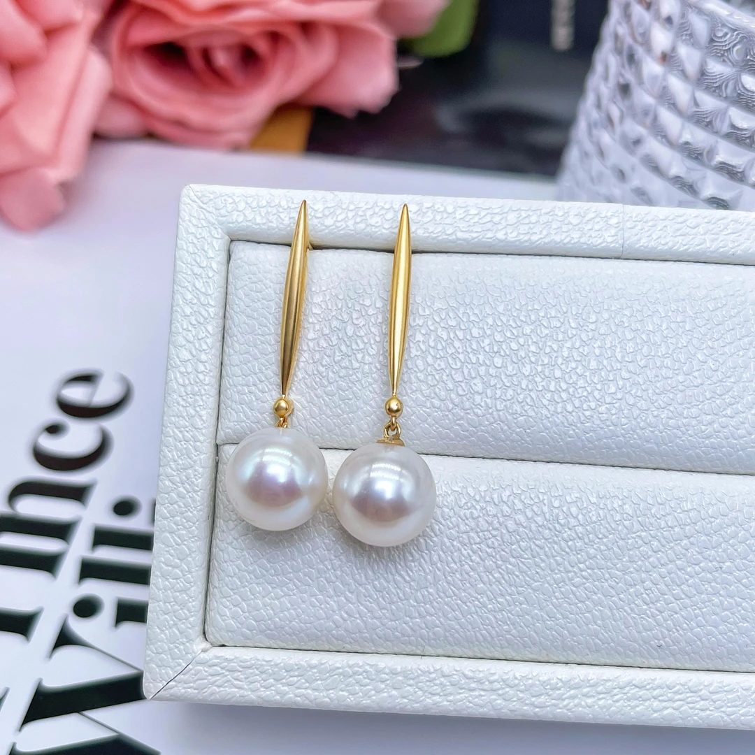 18k金爱迪生珍珠耳环10-11mm