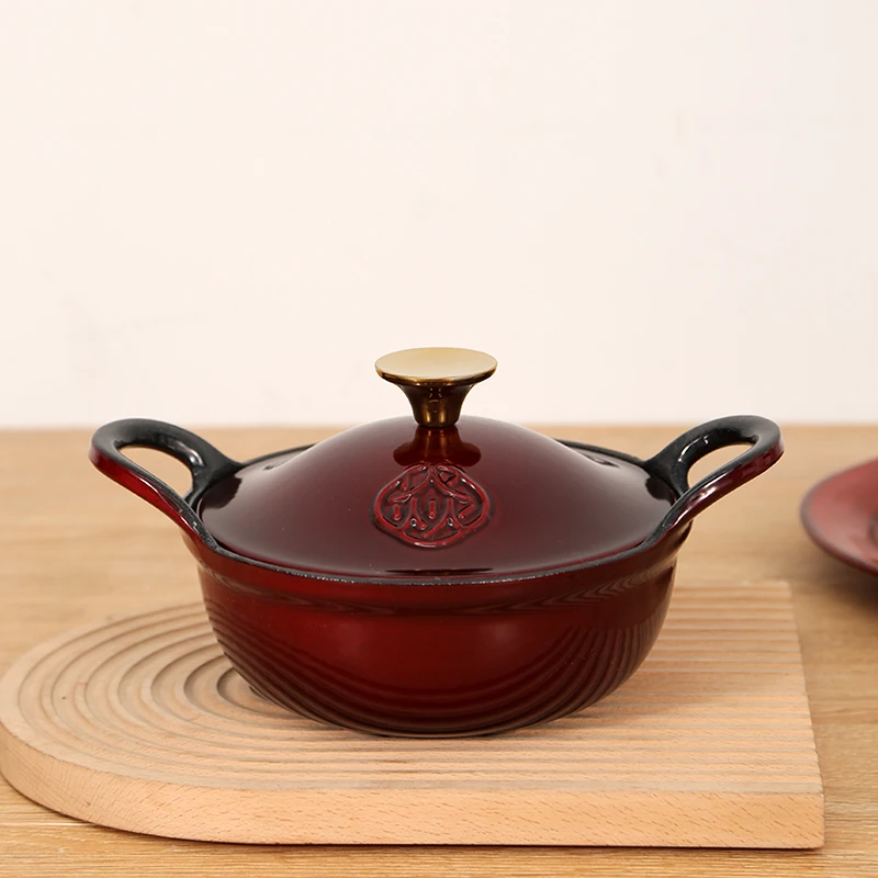 YANZAO/焱造铸铁珐琅锅18口径国风锦鲤炒锅