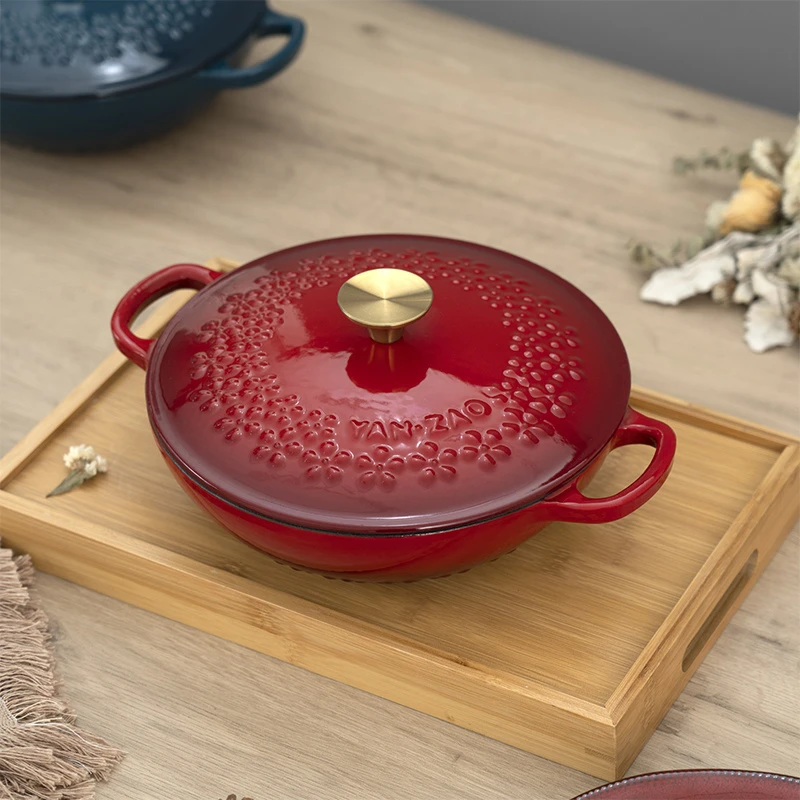 YANZAO/焱造铸铁珐琅锅22口径小太阳通用电磁炉