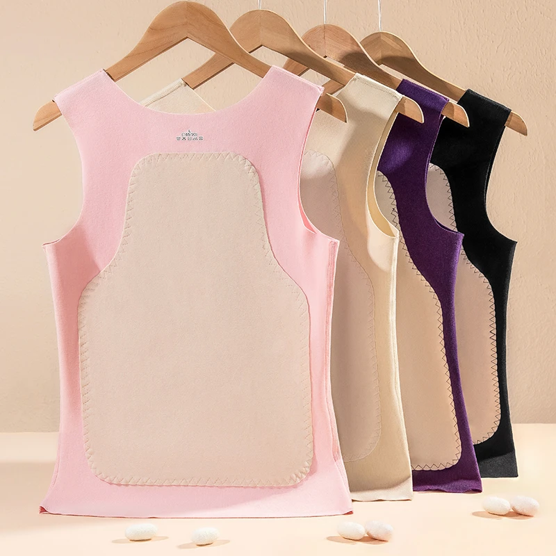 冬季女士贴片保暖背心德绒无痕保暖舒适加绒加厚打底内穿无袖背心