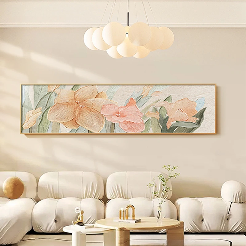 奶油风卧室床头装饰画抽象艺术花卉肌理高级感主卧画客厅房间挂画